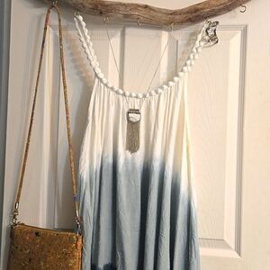 Just From Bali-dress,cover-up,summer,bohemian,ombre,white,green,festival